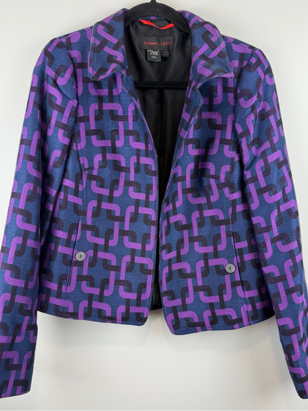 Nina Mclemore Blazer Open Front Side Pockets Jacket Women’s Size 2
